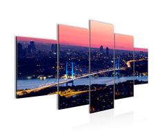 Bilder Istanbul Türkei Wandbild 200 x 100 cm Vlies - Leinwand Bild XXL Format Wandbilder Wohnzimmer Wohnung Deko Kunstdrucke Blau 5 Teilig - MADE IN GERMANY - Fertig zum Aufhängen 603851a