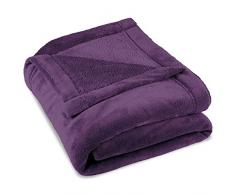 CelinaTex Montreal Kuscheldecke XXL 220 x 240 cm lila Coral Fleece Wohndecke Mikrofaser Tagesdecke Sofadecke