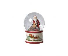 Villeroy & Boch Christmas Toys große Schneekugel, Schüttelkugel mit Santa Claus aus Hartporzellan, weihnachtliche Motive, Glaskugel, bunt