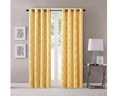 Madison Park Saratoga Ösenvorhang, mit Laubsägeaufdruck, für Wohnzimmer/Schlafzimmer Fensterplatte 100x84 gelb