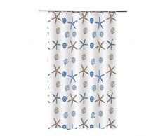 FRANDIS Duschvorhang mit 12 Haken PVC 183 x 183 cm Bleu/Marron