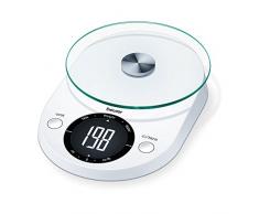 Beurer KS 33 Küchenwaage mit großem Glaswiegeteller und Flüssigkeitsanzeige für Milch und Wasser | Mit praktischer Tara-Zuwiegefunktion und Abschaltautomatik