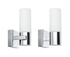 Paulmann 70354 Wandleuchten Gemini Wandstrahler IP44 ohne Leuchtmittel E14-Sockel max. 2x20W Flurlicht 2er Pack Wandbeleuchtung Chrom Satin Metall Glas