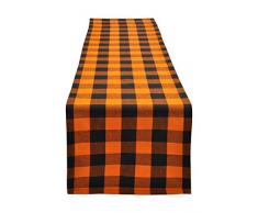 Yourtablecloth Läufer aus Baumwolle, kariert, Leinen 100 % Baumwolle baumwolle, Orange / Schwarz, 14 x 72
