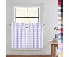 CAROMIO Gardinen mit Karomuster, Karomuster, Küchen-Ebene, Volant, Vorhänge, zum Raffen, Schatten, Fenster, Küche, Café, Badezimmer, Fenster, Mehrfarbig Country Rustic Tiers|36 L Fliederfarben