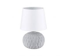 Relaxdays, weiß Tischleuchte Betonoptik, Tischlampe mit Sockel aus Zement, trendiger Materialmix, HBT 36 x 23 x 23 cm