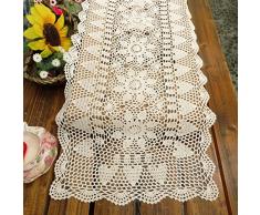 kilofly, Tischläufer, handgefertigt, gehäkelte Spitze, rechteckig, verschiedene Größen, baumwolle, weiß, 15 x 71 inch