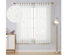 Deconovo Voile Gardinen transparent Wohnzimmer, Polyester, Weiß, 175x140, 2