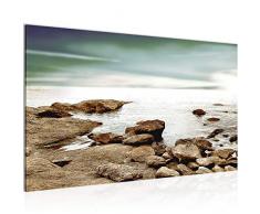 Bild Strand Landschaft Wandbild Vlies - Leinwand Bilder XXL Format Wandbilder Wohnzimmer Wohnung Deko Kunstdrucke Braun 1 Teilig - MADE IN GERMANY - Fertig zum Aufhängen 610214a