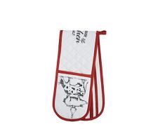 Kitchen Craft Farmhouse Printed Animal Design Doppelter Ofenhandschuh, 100% Baumwolle, weiß/rot, 87 x 18 cm