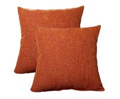 ALHXF Kissenbezug, 2 Stück, Jute, Leinen, Überwurf, 55,9 x 55,9 cm, dekorativ, quadratisch, Kissenbezüge, für den Außenbereich, handgefertigt, mit unsichtbarem Reißverschluss für Sofa, Couch, Bett, Auto, Camping Art Deco 22X22 2 Stück in Orange
