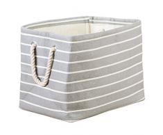 iDesign 05100EU Luca Aufbewahrungsbehälter aus Stoff, Behälter mit Griffen für Decken, Kissen, Kleidung, Handtücher, 38,1 x 25,4 x 29,21 cm, grau/creme, Woven Paper