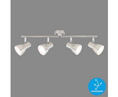 Briloner Leuchten Deckenleuchte, Deckenspot, Strahler dreh-und schwenkbar, 4x E14, max. 25 Watt, Retro, Matt-Nickel, 605x80x150mm (LxBxH)