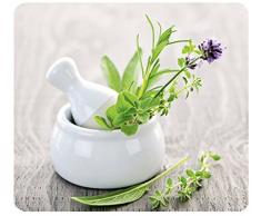 WENKO Multi-Platte Kräutergarten - für Glaskeramik Kochfelder, Schneidbrett, Gehärtetes Glas, 56 x 0,5 x 50 cm, mehrfarbig