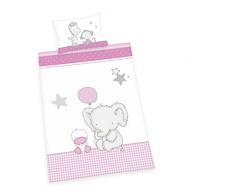 Herding Baby Best Kleinkinder-Bettwäsche-Set, Jana Elefant Wendemotiv, Bettbezug 100 x 135 cm, Kopfkissenbezug 40 x 60 cm, Baumwolle/Renforcé