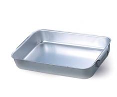 Pentole Agnelli Bräter rechteckig mit Rechtecken mit 2 beweglichen Griffen, Aluminium, Silber 30x23x7 cm Silber/schwarz