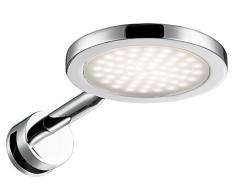 WOFI Wandleuchte SPA-Line, Serie: Suri, 1 x LED / 6 W, 10 x 3,4 x 16,7 cm, Durchmesser 10 cm, 3000 K, 430 lm, Energieeffizenzklasse A+ Badleuchte, Schutzart, 1-flammig, IP44, chrom 4622.01.01.0044