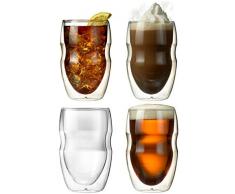 Ozeri DW12S-4 Doppelwandiges Thermoglas Serafino mit Schwebeeffekt Glas, Set 4 x 0,35 L