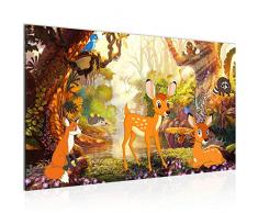 Bilder Kinderzimmer Wald Tiere Wandbild 70 x 40 cm Vlies - Leinwand Bild XXL Format Wandbilder Wohnzimmer Wohnung Deko Kunstdrucke Orang 1 Teilig - MADE IN GERMANY - Fertig zum Aufhängen 022714c