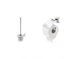 Tiger Ramos Toilettenbürste mit Glaseinsatz, Chrom + Ramos Toilettenpapierhalter mit Deckel, Chrom