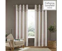 Catherine Lansfield Melville Woven Texture Ösenvorhang, Baumwolle, Natur, 117x137cm