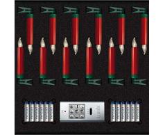 KRINNER Lumix LUMIX Superlight Mini Metallic, kabellose, von Hand lackierte Power LED Christbaumkerzen 12er Basis-Set, ABS Kunststoff, 0.014 W, rot, 1.5 x 1.5 x 9 cm