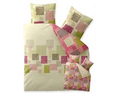 aqua-textil Trend Bettwäsche 200 x 200 cm 3teilig Baumwolle Bettbezug Amera Kariert Natur Grün Rosa