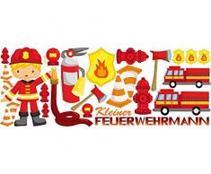 Graz Design 721307_150x57 Wandsticker Aufkleber Wandtattoo Set für Kinderzimmer Jungs Feuerwehrmann (GröÃe=150x57cm)