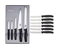 Küchenmesser-Set (Gemüsemesser, Tomaten- und Tafelmesser, Tranchiermesser, Brotmesser) & Küchenmesser-Set 6 Stück (11cm, Extra scharfer Wellenschliff, Tafelmesser, Ergonomischer Griff)