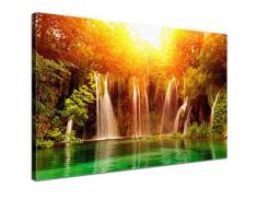 LANA KK - Leinwandbild Dreamland Landschaft auf Echtholz-Keilrahmen â Szenerie und Natur Fotoleinwand-Kunstdruck in orange, einteilig & fertig gerahmt in 100x70cm