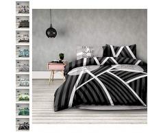 AmeliaHome Averi Graphit schwarz 3tlg Bettwäsche, Baumwolle, Sweet Home Dark, 220x240 + 2 x 63x63