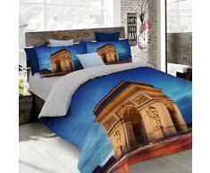 Italian Bed Linen Bettwäsche mit Digitaldruck A Abdeckung insgesamt auf Sack und über Kissenbezüge 2 Sitzer 100% Baumwolle 250x200x1 cm Multicolor 5