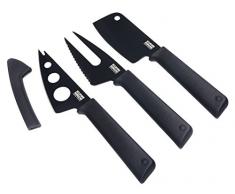 KUHN RIKON 26682 Colori 3-teilig (Weichkäsemesser, Käsegabel & Mini-Beil) Käsemesser Set, Kunststoff, Schwarz, 27 x 20 x 2.5 cm, 3-Einheiten