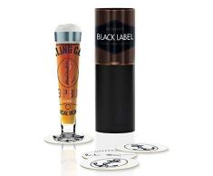 RITZENHOFF Black Label Bierglas von Ruth Berktold, aus Kristallglas, 300 ml, mit fünf Bierdeckeln