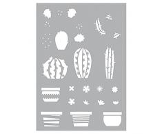 efco, Kakteen Teile Stencil, Kunststoff, weiß, 29,7 x 21 x 0,1 cm
