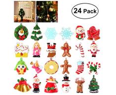 Unomor Christbaumschmuck, Harzdesign mit Santa Claus, Schneemann, Engel und Mehr – Set mit 24 Stücken