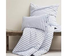 Living Crafts Bettwäsche-Set Blue Shadow/Offwhite, 80x80 cm / 135x200 cm, 100% Baumwolle (Bio)