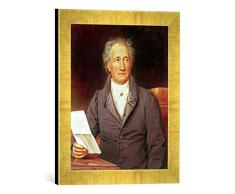Gerahmtes Bild von Joseph Karl Stieler Johann Wolfgang von Goethe (1749-1832) 1828, Kunstdruck im hochwertigen handgefertigten Bilder-Rahmen, 30x40 cm, Gold Raya