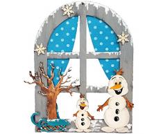 Petras Bastel News Fensterbild Schneemänner Bastelset, Holz, Holzfarben, 25 x 18 x 5 cm