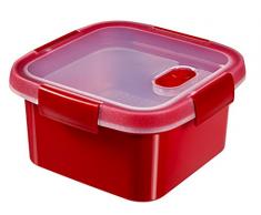 CURVER 232580 Dampfgarer Mikrowelle quadratisch, Kunststoff rot 17 x 17 x 9 cm 1,1 l