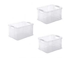 Rotho 3er Set Aufbewahrungsbox Systembox Agilo, Lagerboxen aus Kunststoff, Verschiedene Größen, Plastik, Transparent