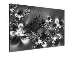 LANA KK - Leinwandbild Blütentraum Silver abstraktes Design auf Echtholz-Keilrahmen â Fotoleinwand-Kunstdruck in grau, einteilig & fertig gerahmt in 120x80cm