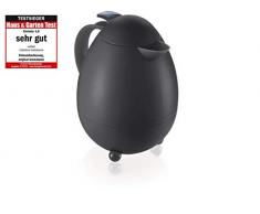 Leifheit Columbus 1, 0 L Isolierkanne, 100% dicht, Thermoskanne mit bewährter Aromataste, praktisches Öffnen und Schließen mit einer Hand, Kaffekanne, Teekanne, schwarz, transluzent