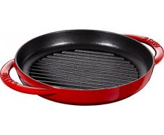 STAUB rund 22 cm Grillpfanne, Gusseisen, kirschrot