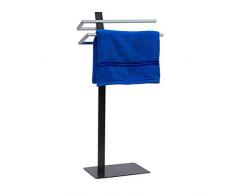Relaxdays Handtuchständer GRAO H x B x T: 85 x 40 x 20 cm Handtuchhalter stehend mit 2 Armen & verchromten Handtuchstangen in Edelstahl Optik, moderner Badetuchhalter elegant und stilvoll, anthrazit