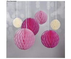 Rayher 87079000 Wabenbälle, Honeycomb, Seidenpapier, 5+8+10cm, Pink/ Rosa / Beige, Hänge- und Tisch Dekoration, passen zu Girlanden und Pompoms bei Geburtstagen, Hochzeiten + Fotoshootings
