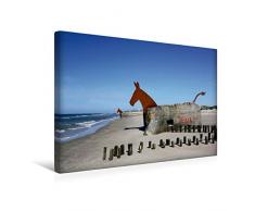 Calvendo Premium Textil-Leinwand 45 cm x 30 cm quer, Am Strand von Blà¥vand (Blavand) | Wandbild, Bild auf Keilrahmen, Fertigbild auf echter Leinwand. aus dem Zweiten Weltkrieg Natur Natur