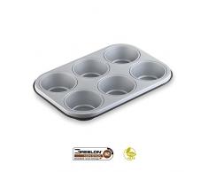 Berndes 053320 Backform 6-er Muffinform, Antihaft, grau / schwarz