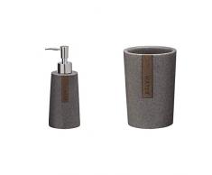 Sealskin Seifenspender Pierra, Polyresin, Farbe: Grau + Becher Pierra, Polyresin, Farbe: Grau