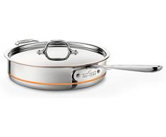 All-Clad 6403SS EURO Copper-Core Sauteuse mit Deckel 26,7 cm, 3,8 L, induktionsgeeignet, Edelstahl